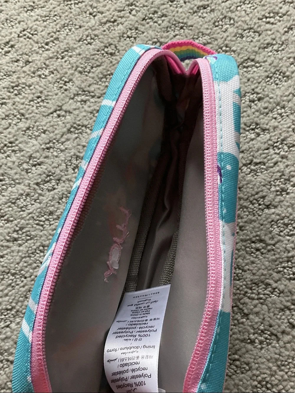 Pottery Barn Kids Aqua & Pink Unicorn Backpack and pencil case with Rainbows 565